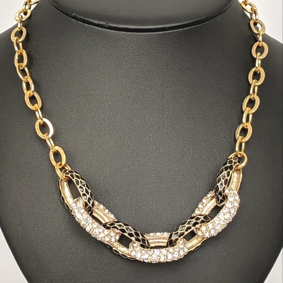 ♠️+ Chunky Enamel Rhinestone Snake Pattern Chain - Picture 1 of 6